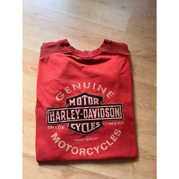 HARLEY DAVIDSON MOTORCYCLES VINTAGE BIG ORANGE LOGO T SHIRT MENS SIZE XL HYPE - Picture 4 of 5